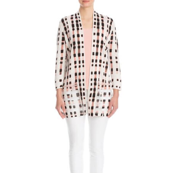 NIC+ZOE Island Time Cardy Abstract Print Linen Open Front Cardigan size L Resort - Picture 14 of 14